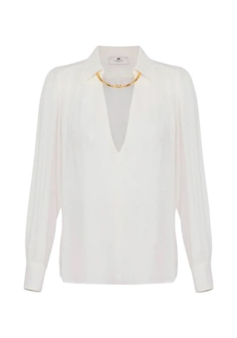 Camicia ELISABETTA FRANCHI donna CA12356 Bianca viscosa colletto a camicia scollo a v maniche lunghe ELISABETTA FRANCHI | CA12356DZ9